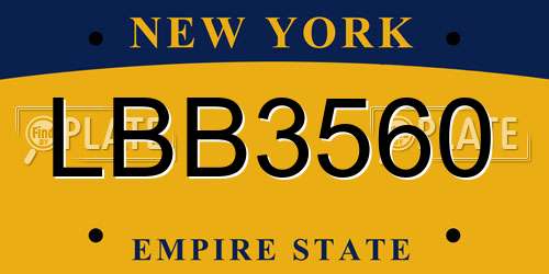 LBB3560 New York License Plate