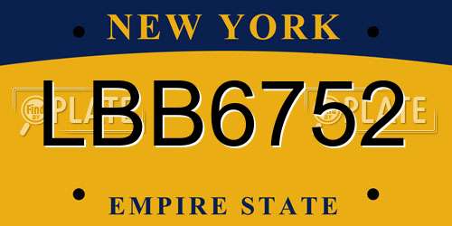 LBB6752 New York License Plate