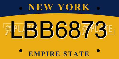 LBB6873 New York License Plate