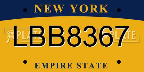 LBB8367 New York License Plate