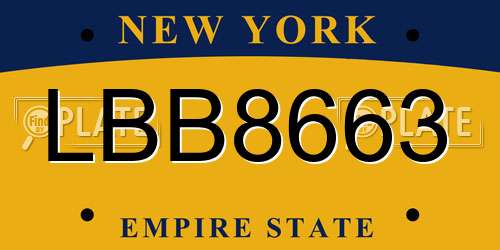 LBB8663 New York License Plate