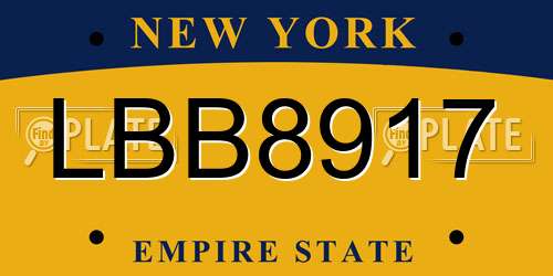 LBB8917 New York License Plate