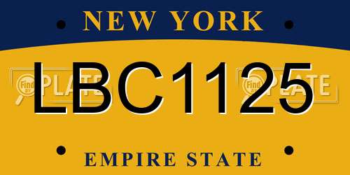 LBC1125 New York License Plate