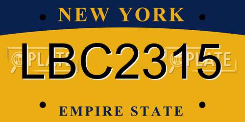 LBC2315 New York License Plate