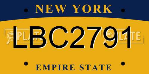 LBC2791 New York License Plate