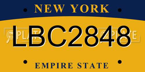 LBC2848 New York License Plate