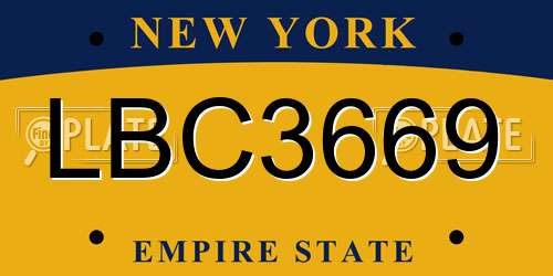 LBC3669 New York License Plate