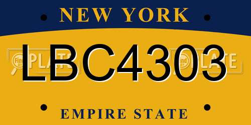 LBC4303 New York License Plate