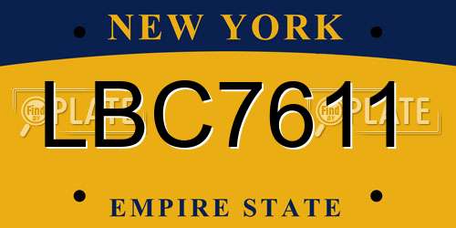 LBC7611 New York License Plate