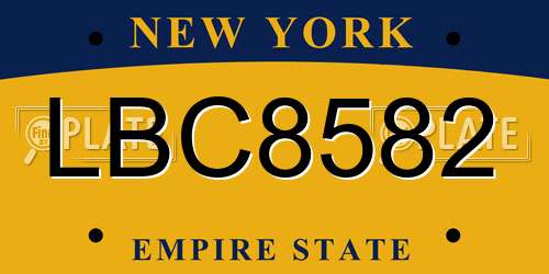 LBC8582 New York License Plate