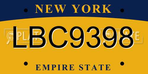 LBC9398 New York License Plate