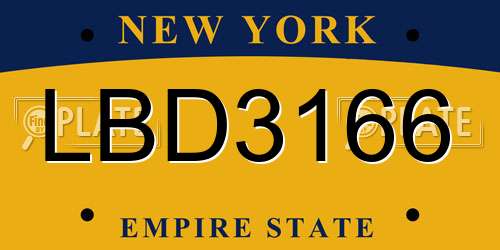 LBD3166 New York License Plate