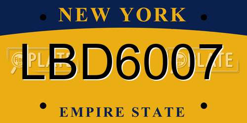 LBD6007 New York License Plate