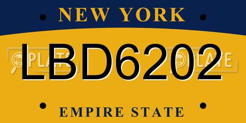 LBD6202 New York License Plate