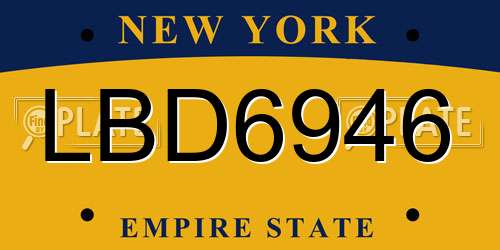 LBD6946 New York License Plate