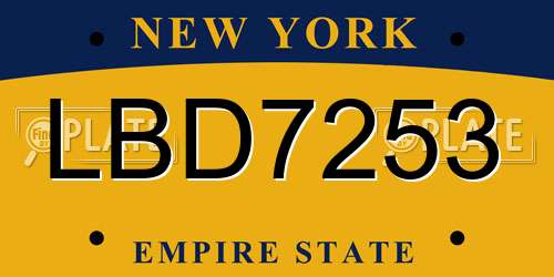 LBD7253 New York License Plate