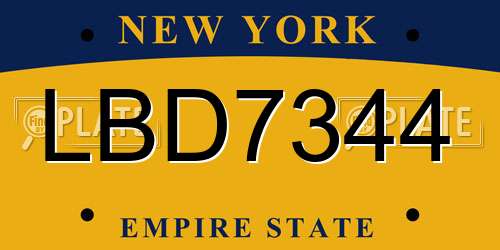 LBD7344 New York License Plate