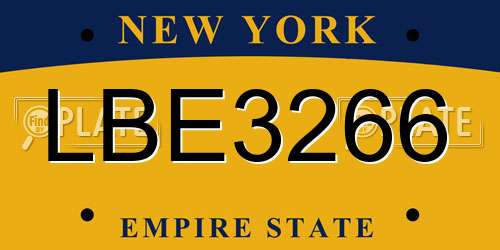 LBE3266 New York License Plate
