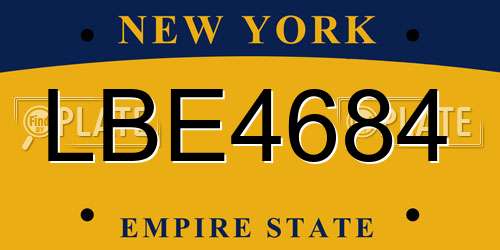 LBE4684 New York License Plate