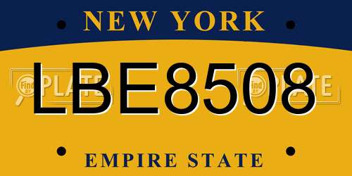 LBE8508 New York License Plate