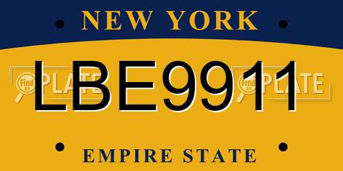 LBE9911 New York License Plate