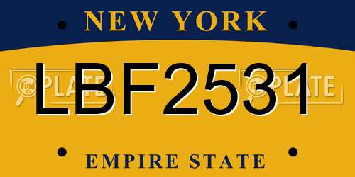 LBF2531 New York License Plate