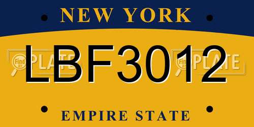 LBF3012 New York License Plate