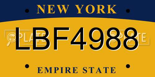 LBF4988 New York License Plate