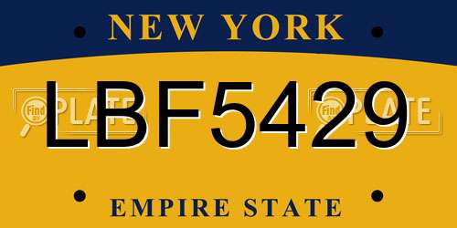 LBF5429 New York License Plate