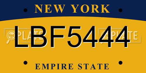 LBF5444 New York License Plate