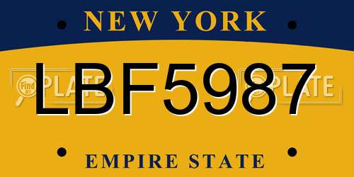 LBF5987 New York License Plate