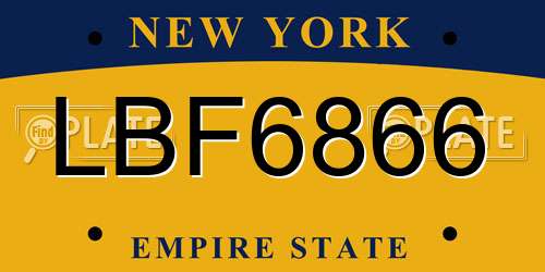 LBF6866 New York License Plate