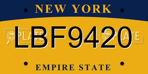 LBF9420 New York License Plate
