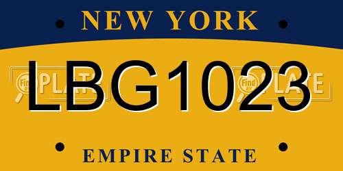 LBG1023 New York License Plate