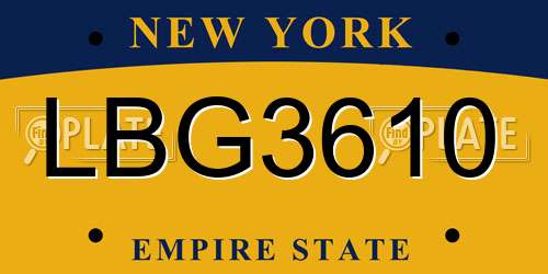 LBG3610 New York License Plate