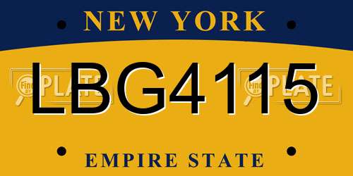 LBG4115 New York License Plate