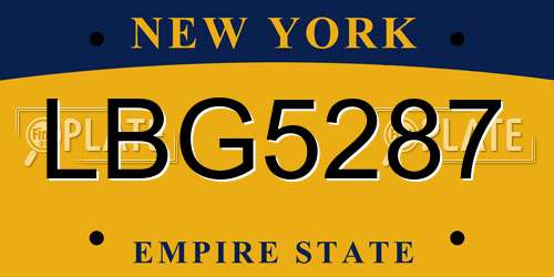 LBG5287 New York License Plate