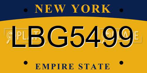 LBG5499 New York License Plate