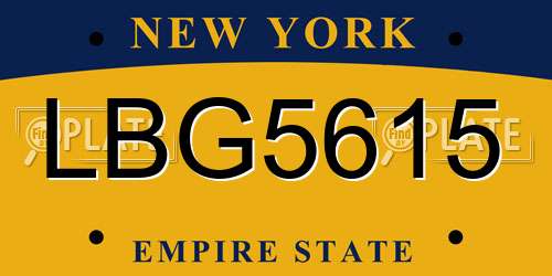 LBG5615 New York License Plate