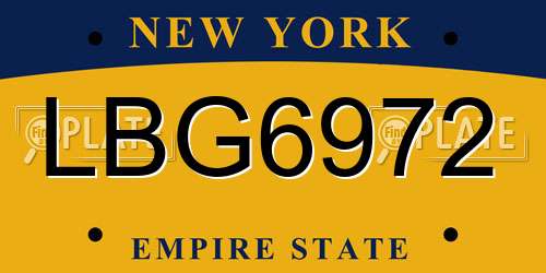 LBG6972 New York License Plate