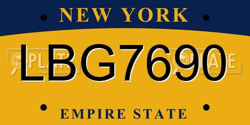 LBG7690 New York License Plate