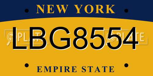 LBG8554 New York License Plate