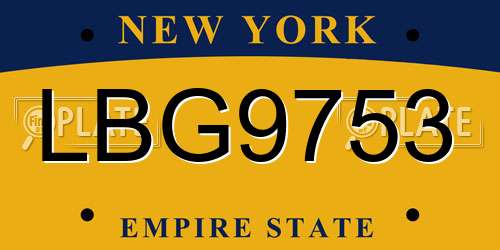 LBG9753 New York License Plate