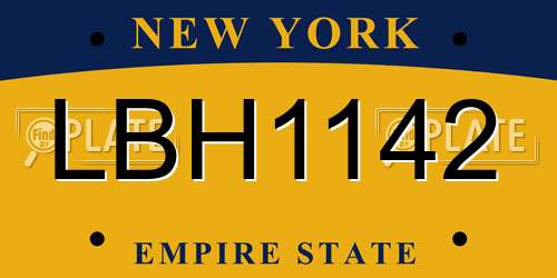 LBH1142 New York License Plate