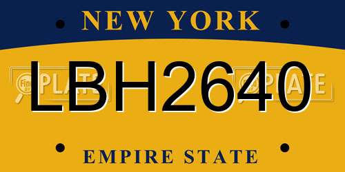 LBH2640 New York License Plate