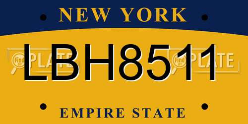 LBH8511 New York License Plate