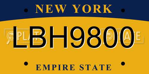 LBH9800 New York License Plate