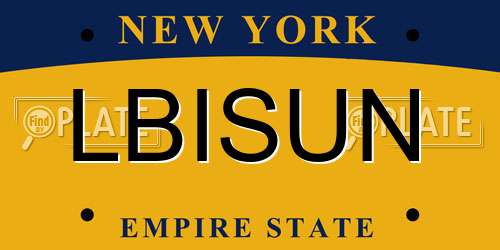 LBISUN New York License Plate