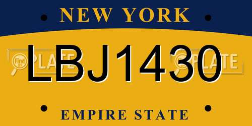 LBJ1430 New York License Plate