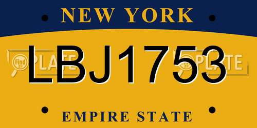 LBJ1753 New York License Plate